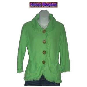 y2k Vintage Willow Blazer Jacket Lime Green Fringe Fairy Pixie Cottage Shacket S